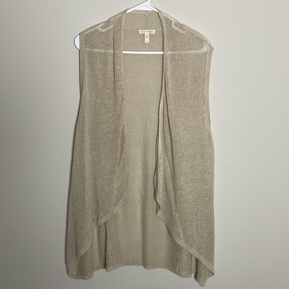 Eileen Fisher Cream-tan Linen Sweater Vest- Large - Picture 1 of 7